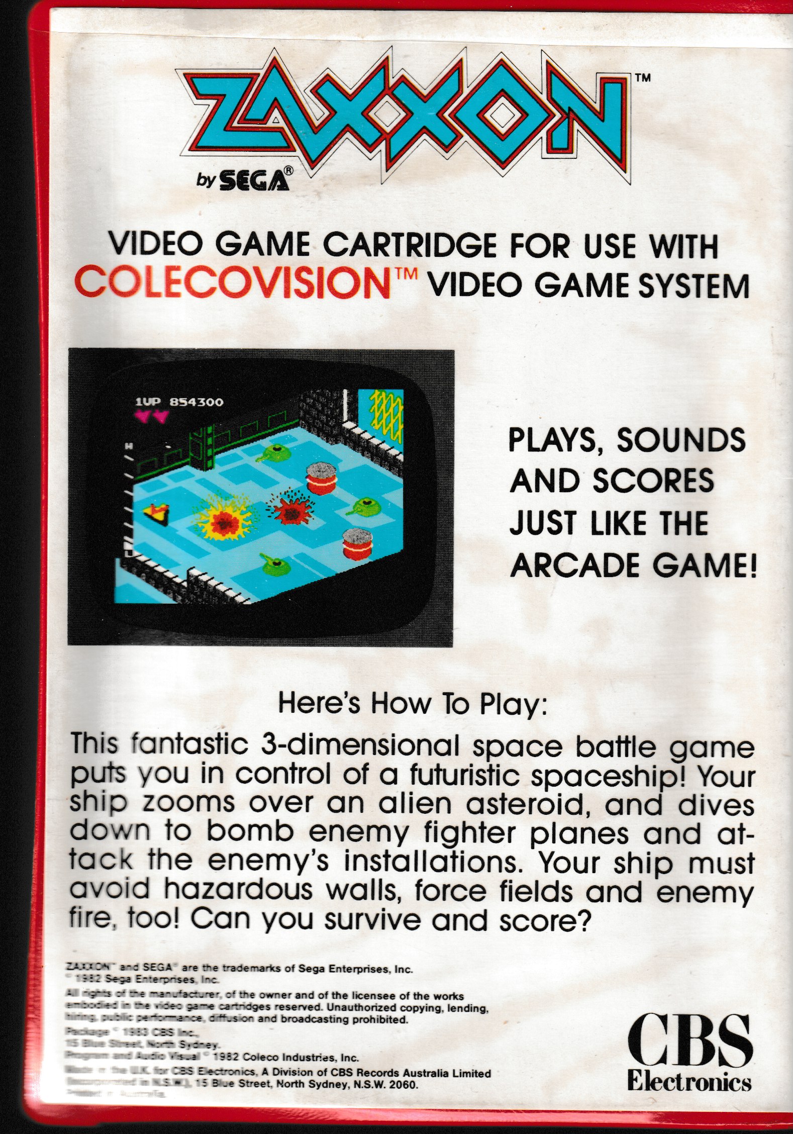 Zaxxon Can US Back