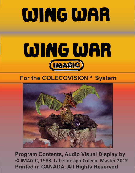 Wing War Imagic ColecoVision Label