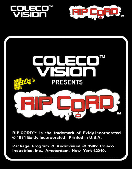 Rip Cord ColecoVision Prototype Label