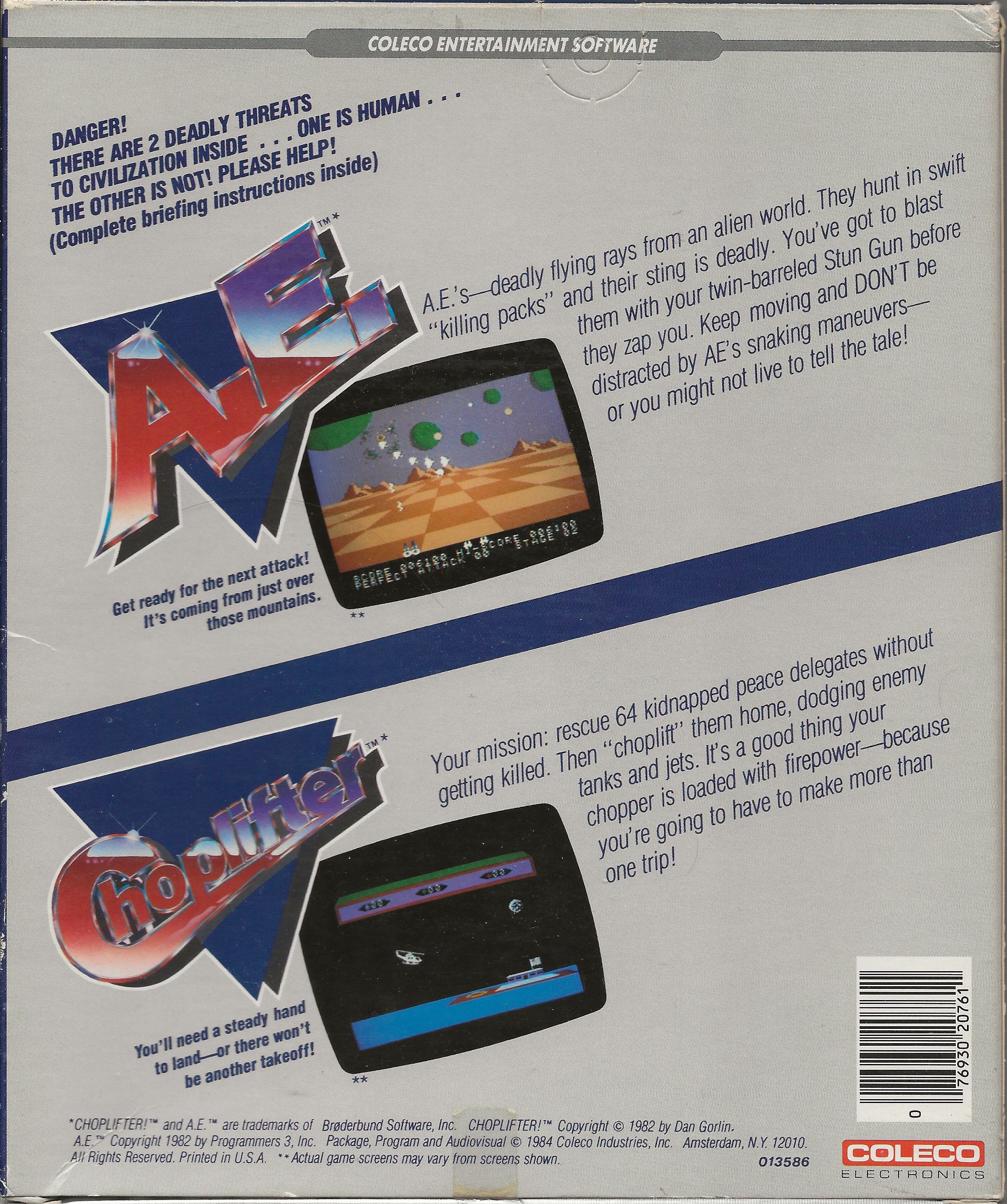 A.E. & Choplifter (Best of Broderbund) Package