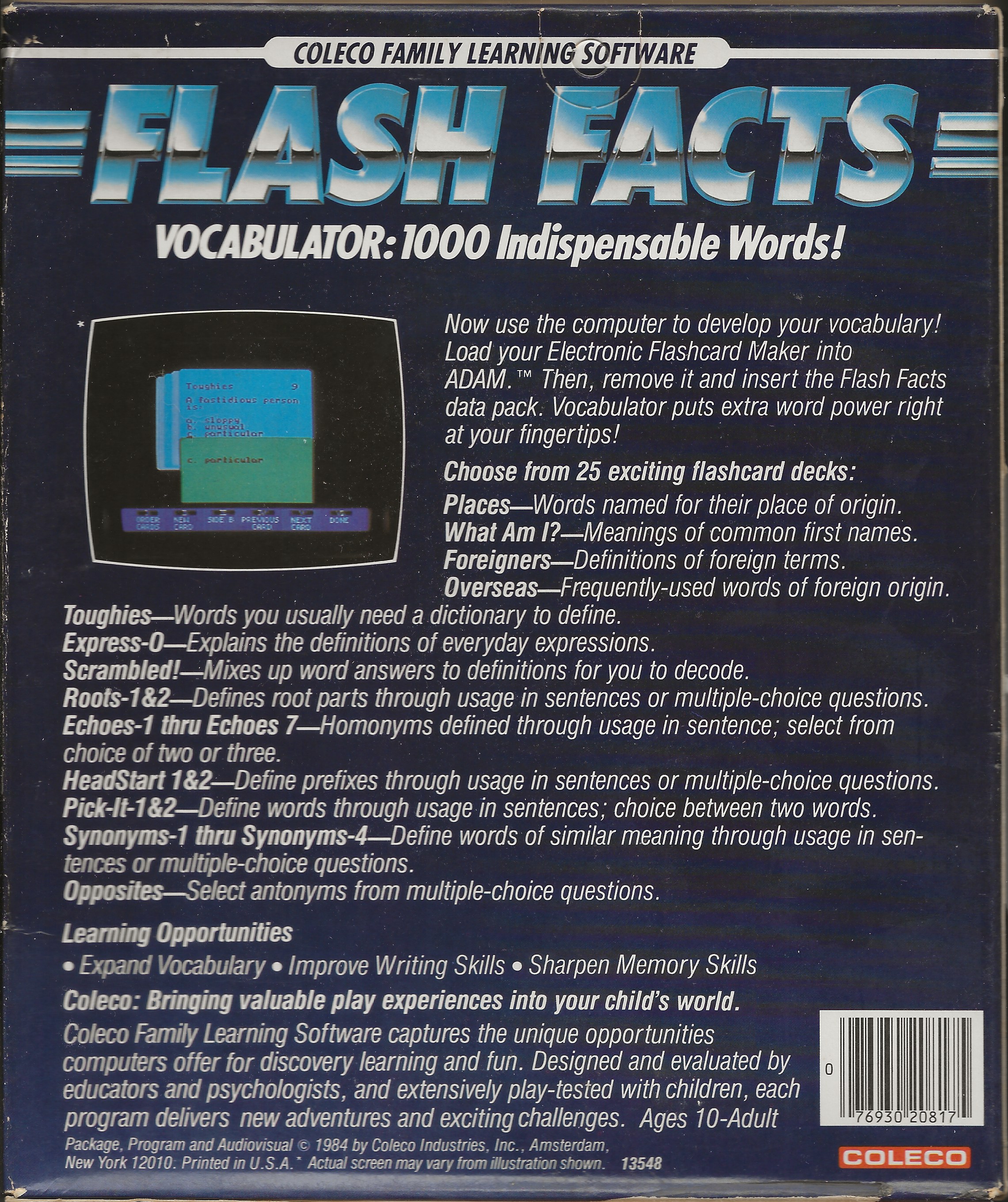 Flash Facts: Vocabulator Package